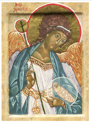 Icon of Angel with Christ child by Kate Hodgson